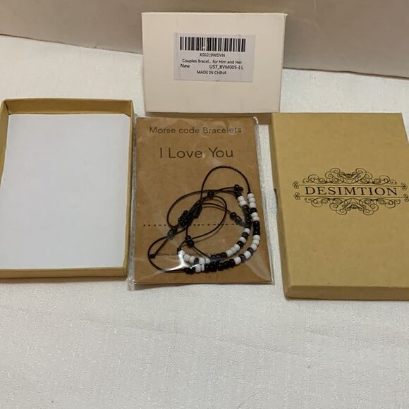 Couples adjustable bracelets.  Morse code bracelets - Picture 3 of 5